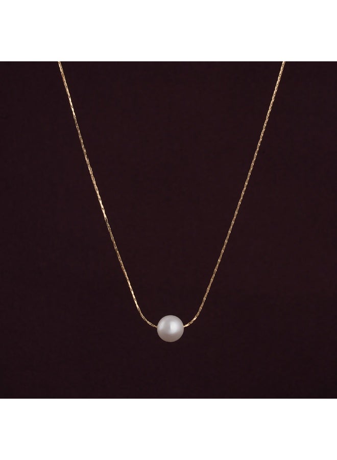 PALMONAS 18k Gold Tone Plated Delicate Pearl Necklace
 for Women - Image 2