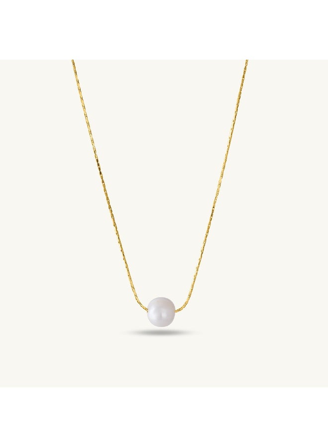 PALMONAS 18k Gold Tone Plated Delicate Pearl Necklace
 for Women - Image 1