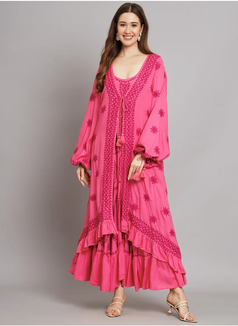 Alaya Hand Embroidered Chikankari Modal Kaftan-AL3605