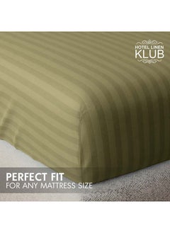 Hotel Linen Klub Stripe Microfiber Olive Fitted Sheet Double 120x200 cm  - Image 4