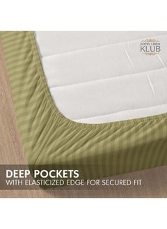 Hotel Linen Klub Stripe Microfiber Olive Fitted Sheet Double 120x200 cm  - Image 3