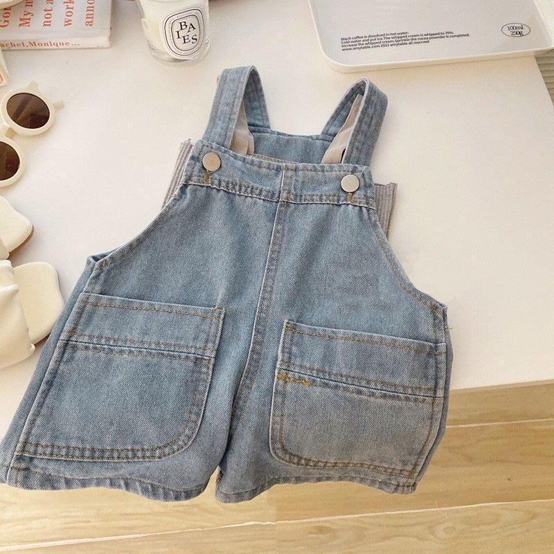 Girls' Denim Overalls Shorts Korean Children'S Clothing For Boys And Girls Loose And Versatile Casual Pants For Baby Girls Summer - Image 4