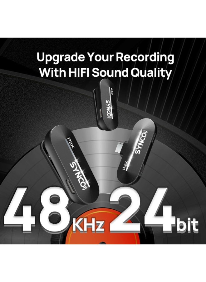 SYNCO P2XT 2 Mics Wireless Lavalier Microphone USB-C for iPhone 15 Android Type-C Devices Professional Lapel Mic for YouTube TikTok Streaming Vlog Recording - Image 2