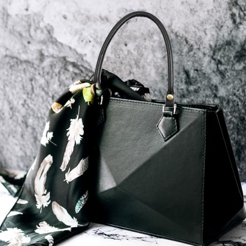 Semetall Purse Handles 2 Pcs 0.5'' Wide 15.7" Length Handbag Handles Black PU Leather Purse Strap with Button for Handbag and Handbag DIY Making Accessories,Leather Handles for Bags - Image 5