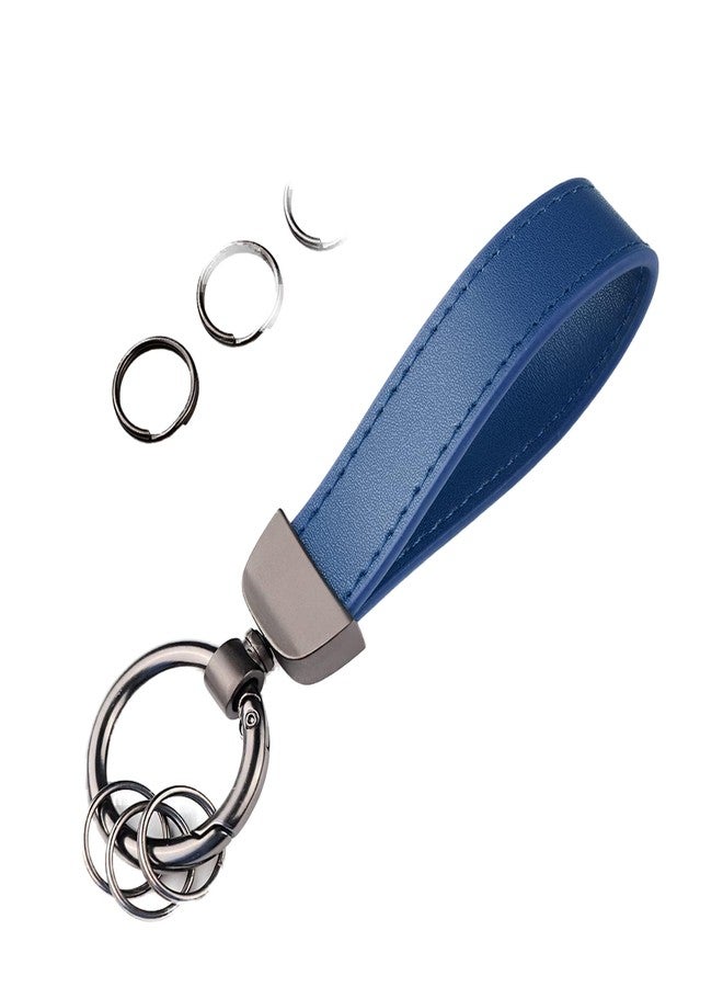 Turcee سلسلة مفاتيح سيارة من الجلد من Turcee، سلسلة مفاتيح إبداعية ذات طابع شخصي، سلسلة مفاتيح عالمية للرجال والنساء (أزرق) - Image 1