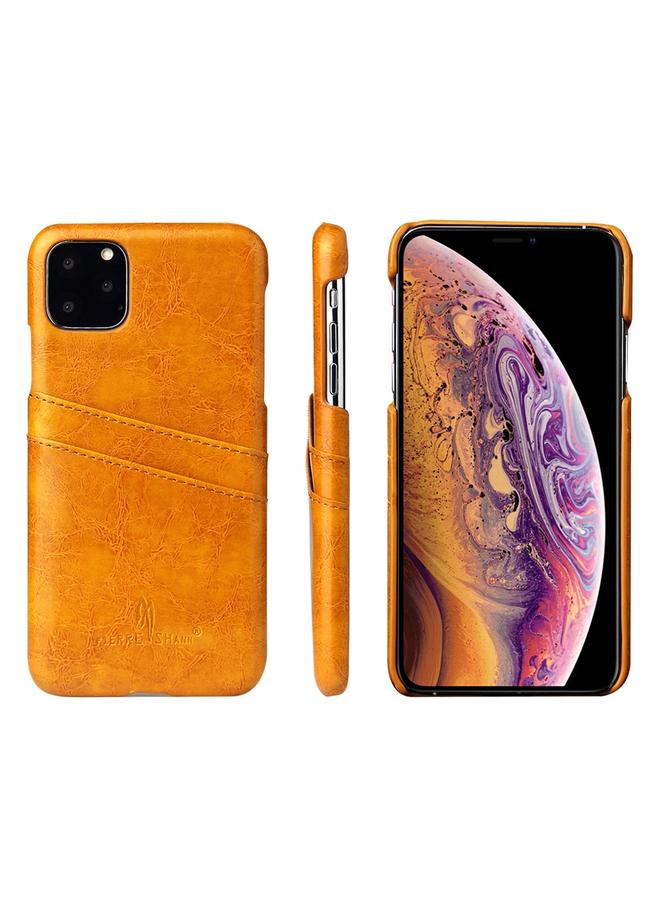Zaboon Case For iPhone 11 Fierre Shann Retro Oil Wax Texture PU Leather Case with Card Slots - Image 1