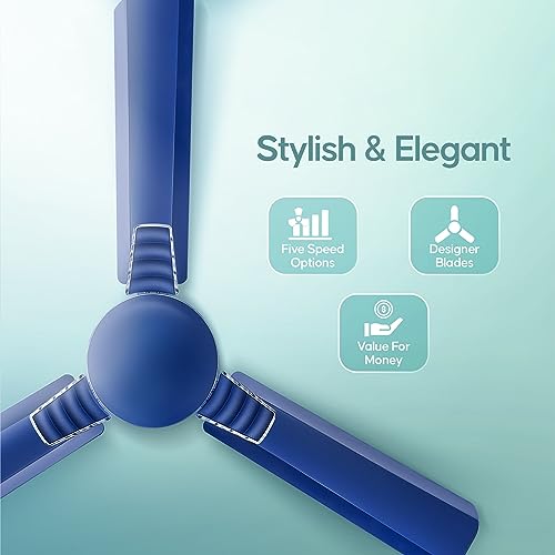 LONGWAY Wave P1 1200 mm/48 inch 400 RPM Ultra High Speed 3 Blade Star Rated Anti-Dust Decorative Ceiling Fan 2 Years Warranty (Silver Blue, Pack of 1) - Image 5