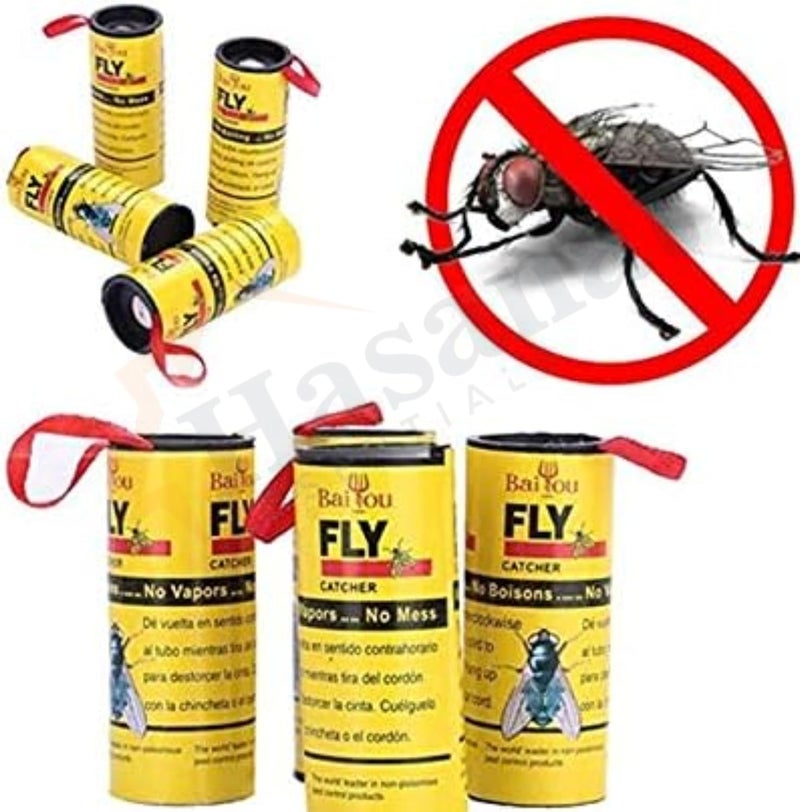 Hasanat Essentials Sticky Fly Pest Catcher Ribbonr Strips Kitchen Washroom Garden Super Value 4-Rolls - Image 4
