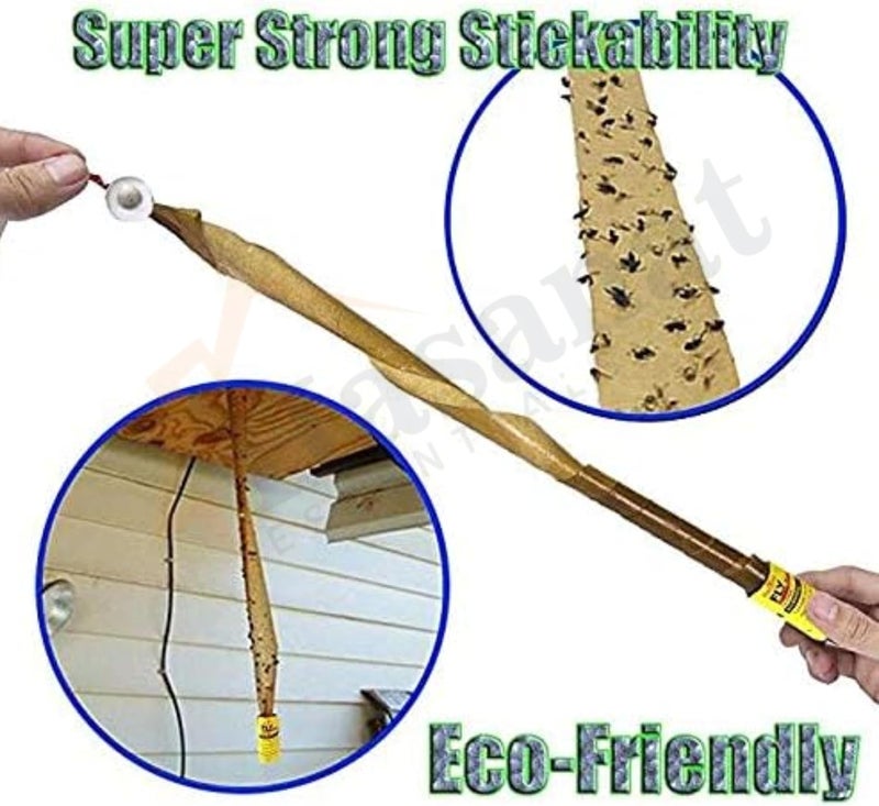 Hasanat Essentials Sticky Fly Pest Catcher Ribbonr Strips Kitchen Washroom Garden Super Value 4-Rolls - Image 3
