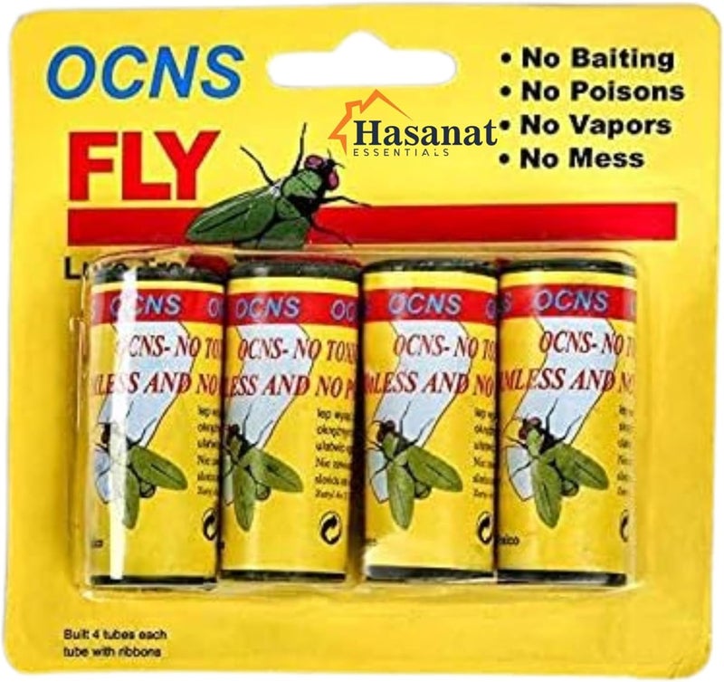Hasanat Essentials Sticky Fly Pest Catcher Ribbonr Strips Kitchen Washroom Garden Super Value 4-Rolls - Image 1