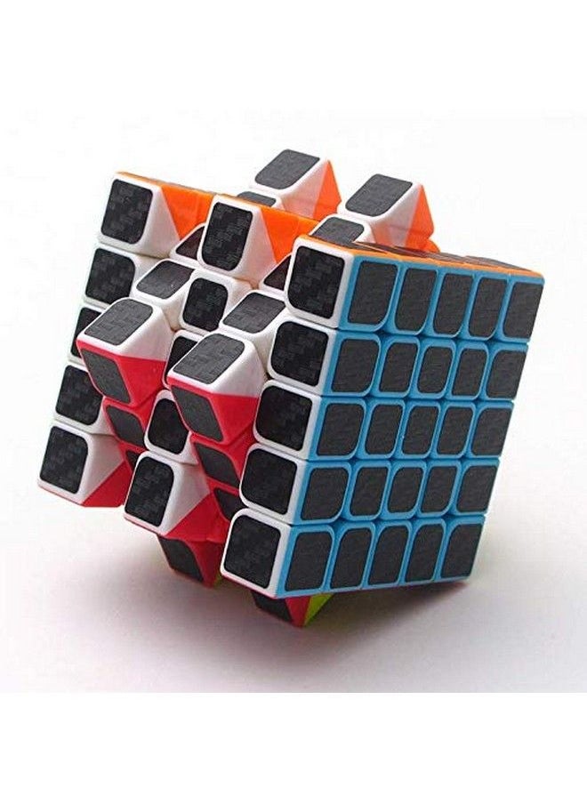 CFMOUR - Speed Cube 5X5X5, Smooth Magic Carbon Fiber Sticker Speed Cubes, Enhanced Version Black - Image 1