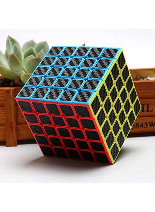 CFMOUR - Speed Cube 5X5X5, Smooth Magic Carbon Fiber Sticker Speed Cubes, Enhanced Version Black - Image 1