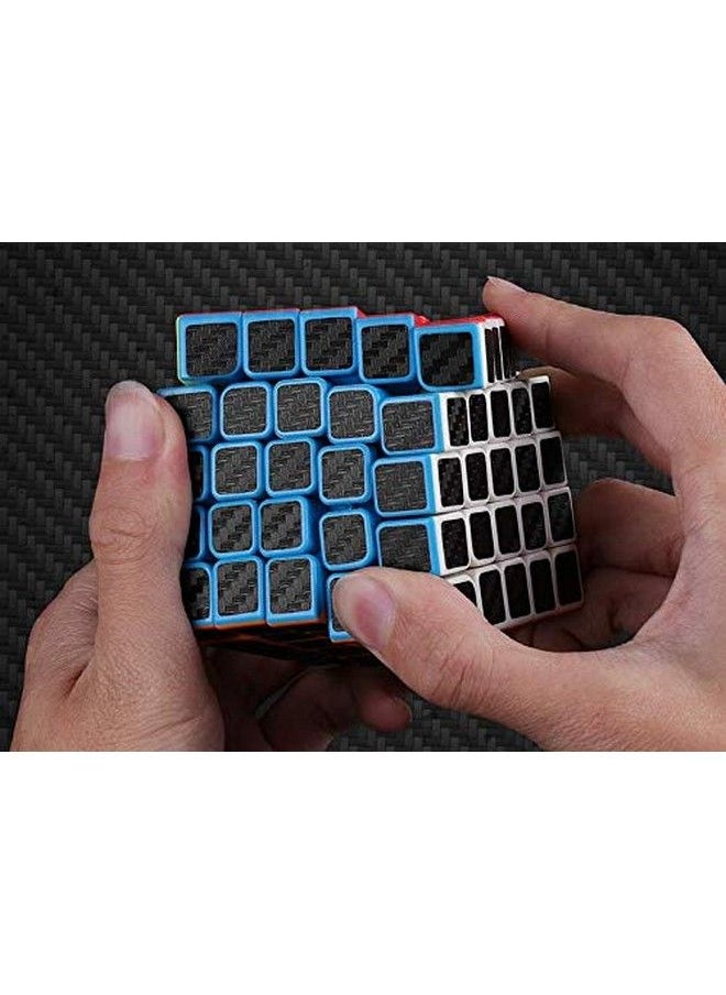 CFMOUR - Speed Cube 5X5X5, Smooth Magic Carbon Fiber Sticker Speed Cubes, Enhanced Version Black - Image 1