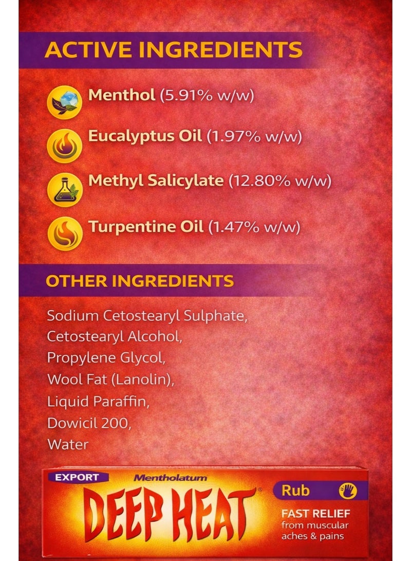 Deep Heat Rub Cream 35g Pack of 3 Fast Acting Muscle Pain Relief Cream for Back Neck Shoulder Joint Pain Heat Therapy Non Greasy Formula - Image 4