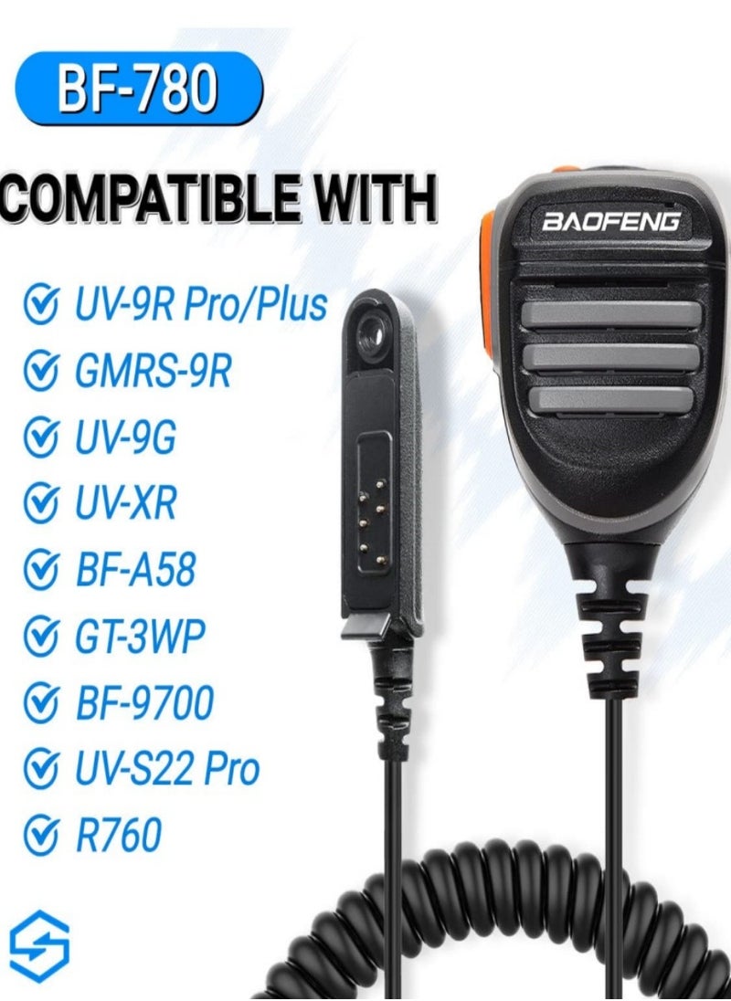 Baofeng - 780 Rainproof Handheld Speaker Microphone, compatible with GMRS and FRS radios, including models such as UV-5R and BF-F8HP. - Image 1
