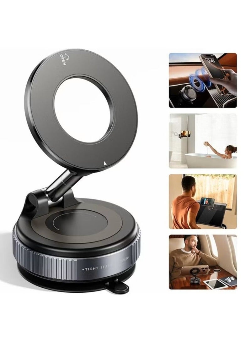 K007 Magnetic Car Phone Holder 360° Rotation | Strong Vacuum Suction Car Mount | MagSafe Compatible Stand | Universal For All Smartphones - Image 1