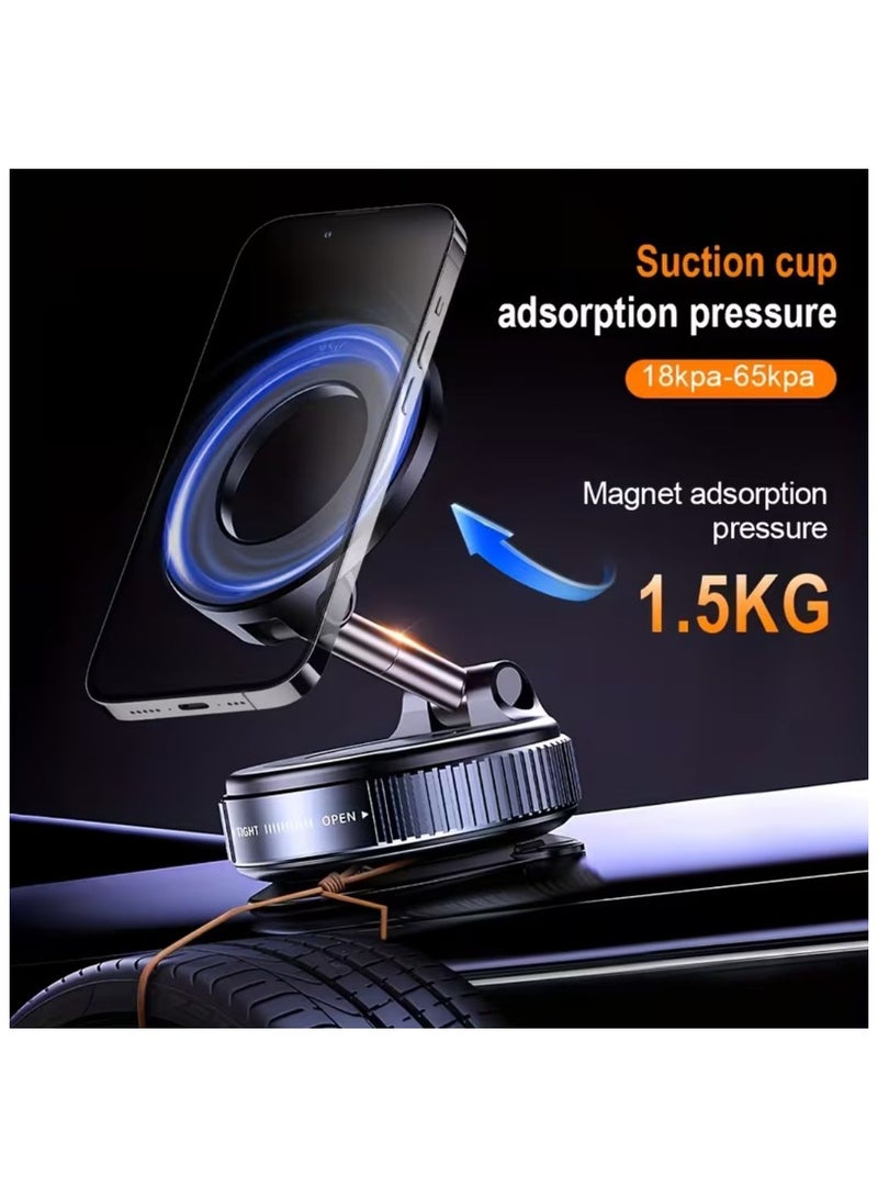 K007 Magnetic Car Phone Holder 360° Rotation | Strong Vacuum Suction Car Mount | MagSafe Compatible Stand | Universal For All Smartphones - Image 3