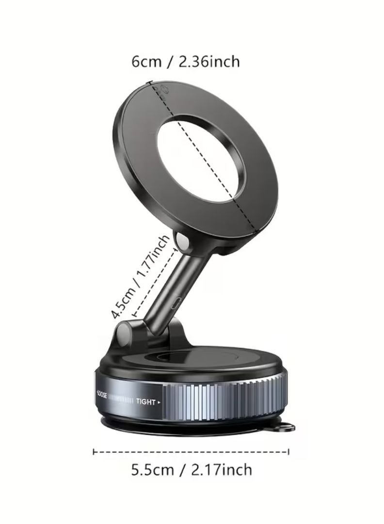 K007 Magnetic Car Phone Holder 360° Rotation | Strong Vacuum Suction Car Mount | MagSafe Compatible Stand | Universal For All Smartphones - Image 5