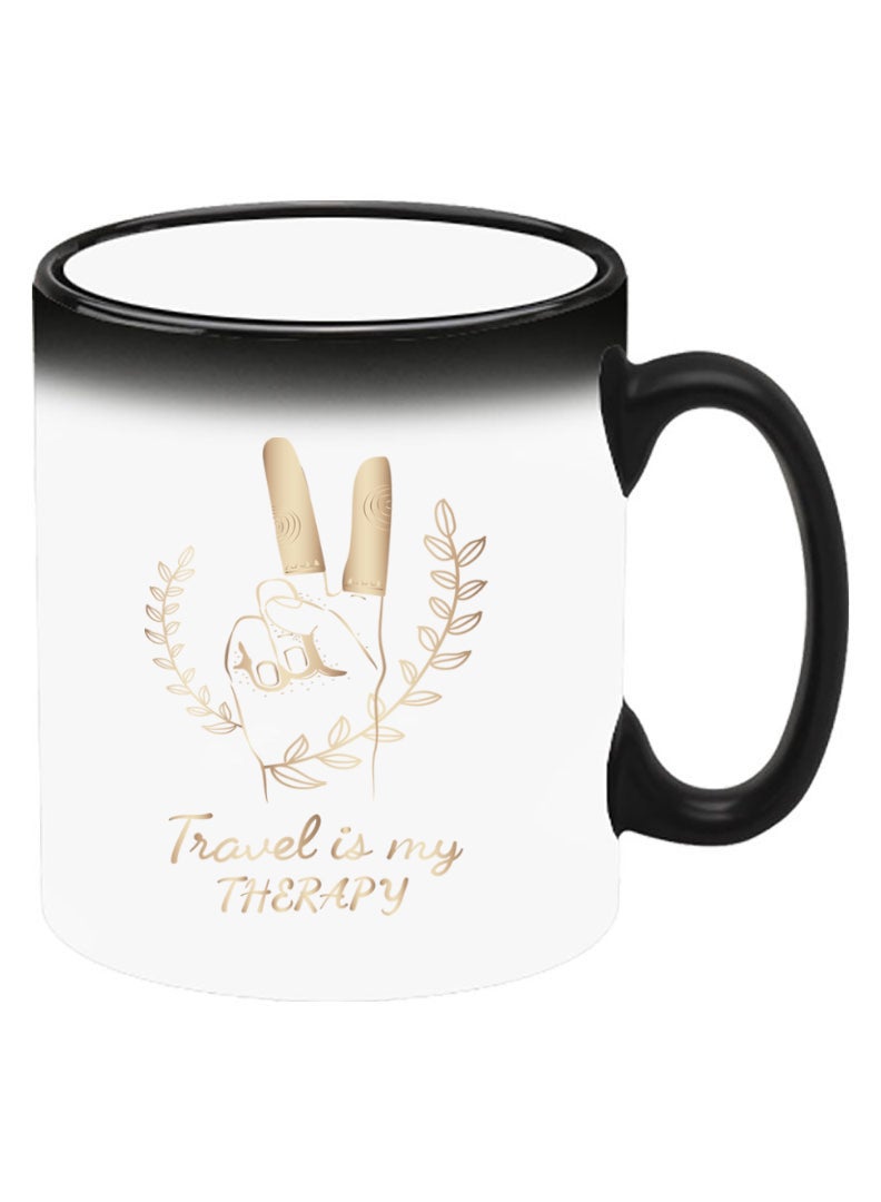 Theodor Color Changing Heat Sensitive Ceramic Mug, Image Revealed When HOT Liquid is Added! Travel is my Therapy - Image 2