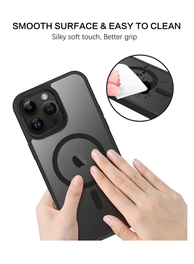 حافظة مغناطيسية لهاتف آيفون 16 بلس 6.7 بوصة حافظة هاتف شفافة غير لامعة رفيعة مقاومة للصدمات ومضادة للأصفر للنساء والرجال والفتيات والأولاد غطاء واقٍ (أسود) - Image 5