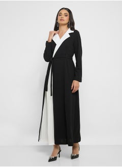 Khizana Contrast Toned Blazer Abaya  - Image 1