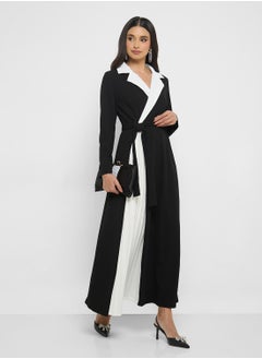 Khizana Contrast Toned Blazer Abaya  - Image 4