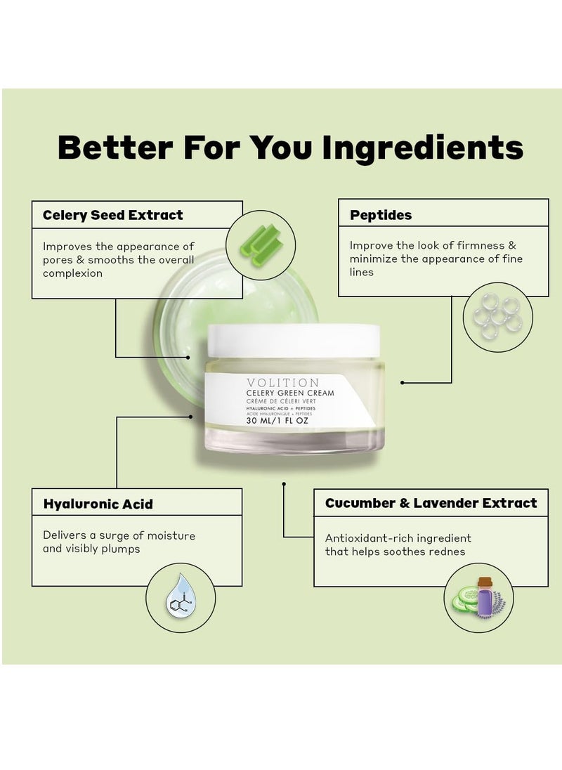 VOLITION Volition Beauty Celery Green Cream with Hyaluronic Acid + Peptides - Purifies, Minimizes Pores and Controls Oil - 1oz  - Image 3