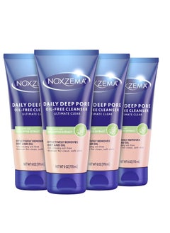 Noxzema Noxzema Ultimate Clear Daily Deep Pore Oil-Free Cleanser for Soft, Smooth Skin - Noxzema Daily Face Wash for Women and Men, Noxzema Facial Cleanser for Acne Prone Skin, 6 Oz Ea (Pack of 4)  - Image 1