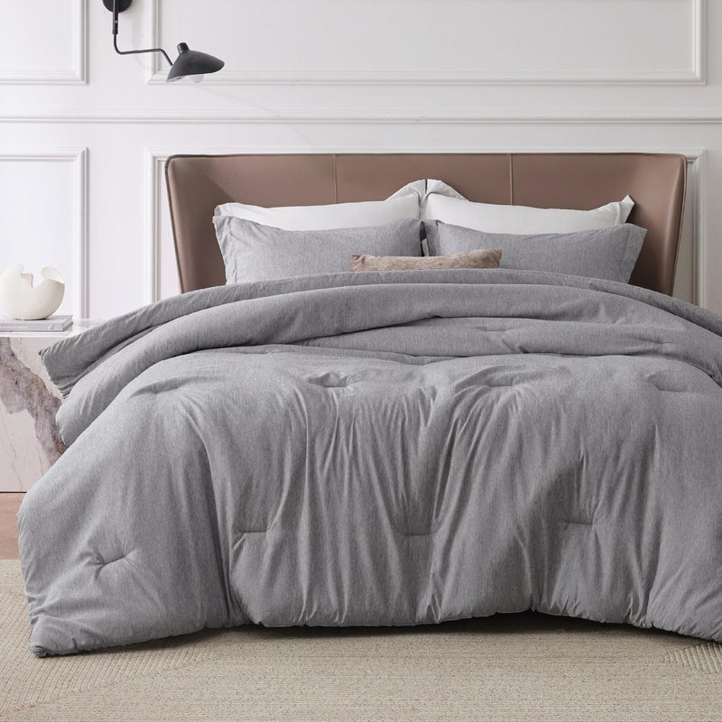 Bedsure Queen Comforter Set - Dark Grey Comforter Queen Size, Soft Bedding for All Seasons, Cationic Dyed Bedding Set, 3 Pieces, 1 Comforter (90"x90") and 2 Pillow Shams (20"x26"+2") - Image 1