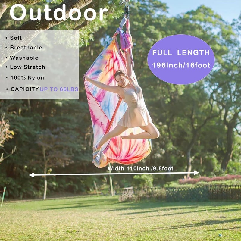 Flife Aerial Yoga Hammock kit- Yoga Swing Multicolor 5 yards-Flying Yoga Include Daisy Chain,Carabiner and Pose Guide - Image 2