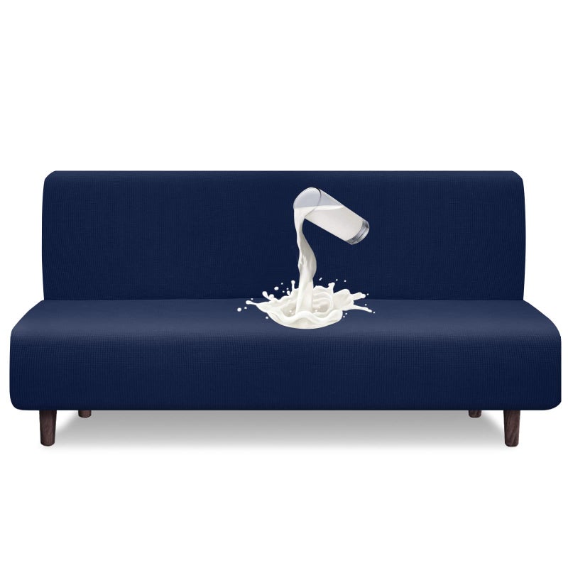 Granbest Granbest Water Repellent Futon Cover High Stretch Armless Sofa Covers Foldable Sofa Bed Covers Jacquard Futon Slipcover Waterproof Furniture Protector for Kids Pets Futon Navy Blue 