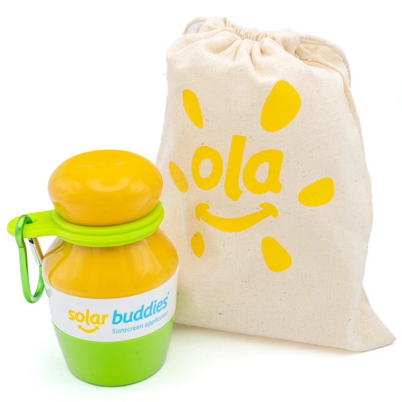 Solar Buddies Green Bag Bundle Set For Solar Buddies Refillable Roll On Sunscreen Suncream Applicator Bag Bundle With Applicator Carabina Clip For Families, Kids, Adults, Travel Set