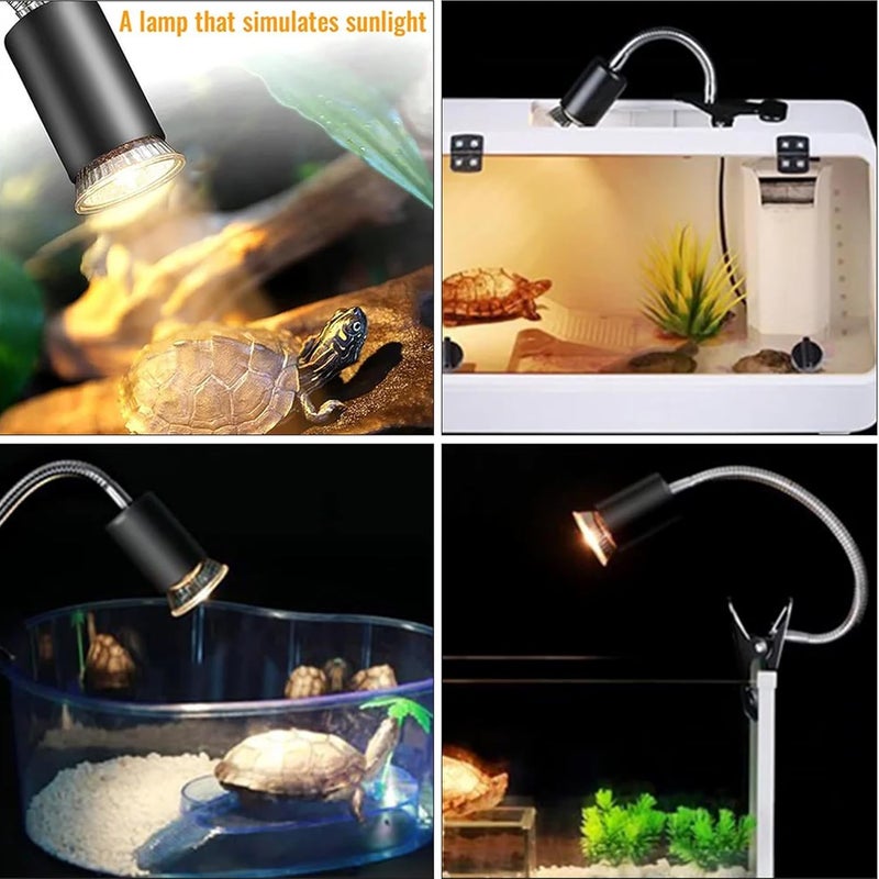 rizopets Reptile Heat Lamps, UVA/UVB Turtle Lamp with Holder, 360° Rotatable Basking Lamp for Turtle, Lizard & Aquatic Plants (Holder + 50W UV Bulb) - Image 3