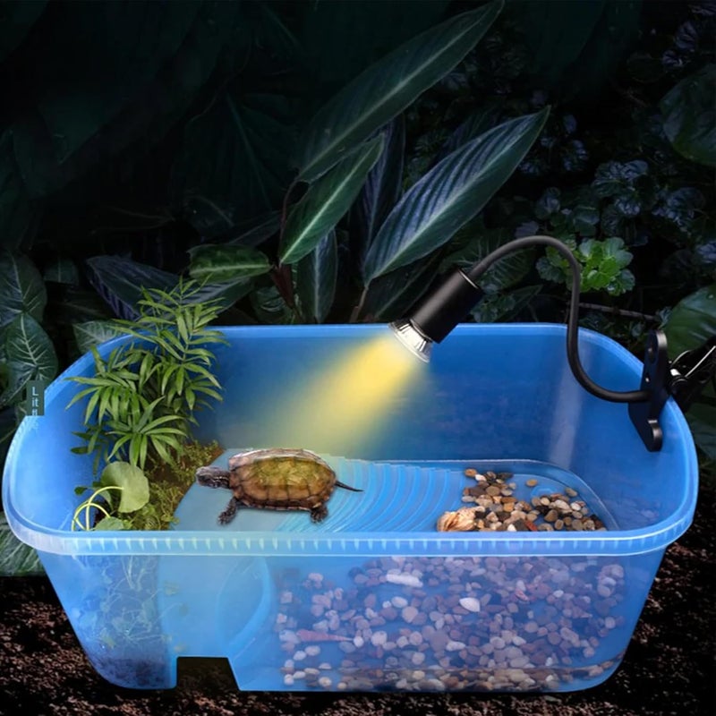 rizopets Reptile Heat Lamps, UVA/UVB Turtle Lamp with Holder, 360° Rotatable Basking Lamp for Turtle, Lizard & Aquatic Plants (Holder + 50W UV Bulb) - Image 2