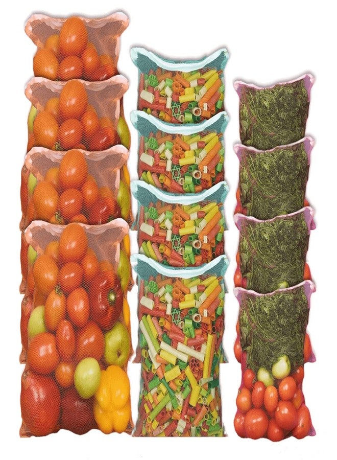 kaqer Reusable Fridge Mesh Fabric Storage Bag for Vegetables and Fruits with Zip Lock (8) - Image 2