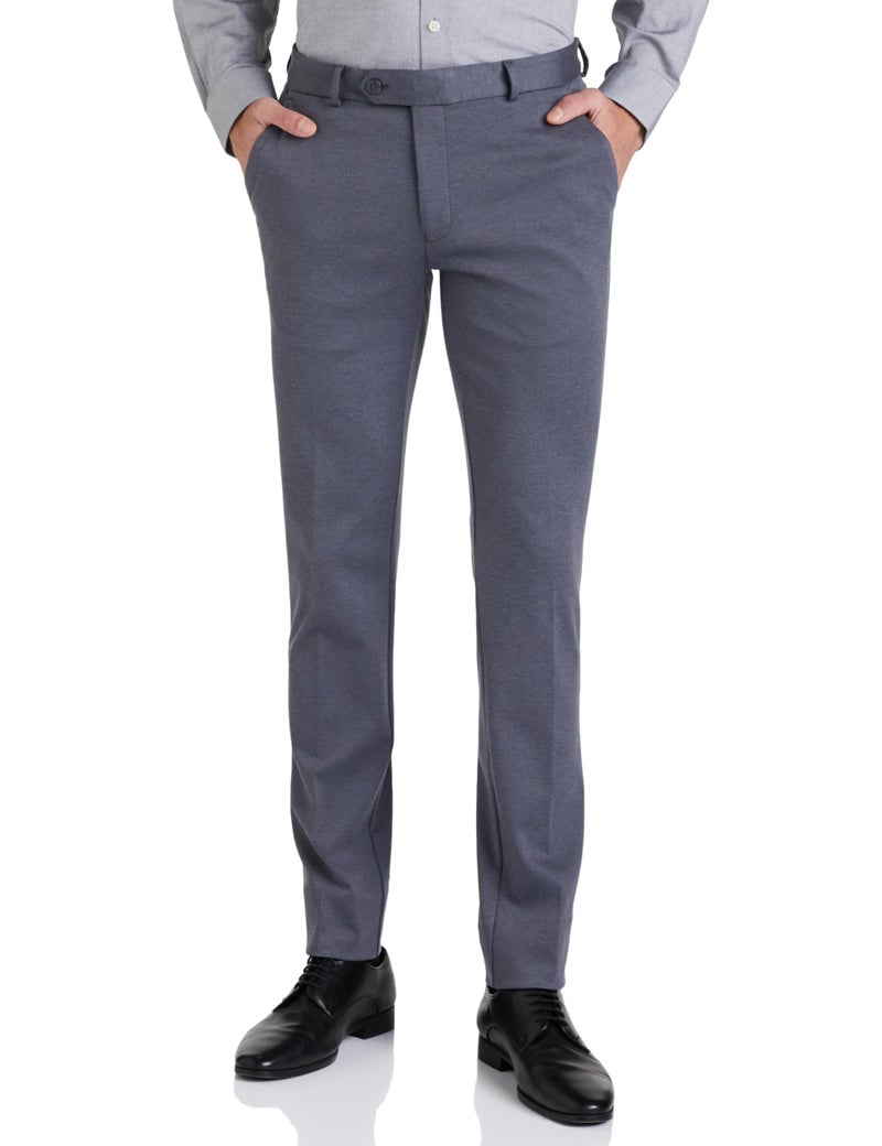 Peter England Men's Mid Rise Premium Formal Stretchable Knit Super Slim Fit Trouser | Comfort Lycra | 360-Degree Stretch Charcoal Grey, 30 - Image 1