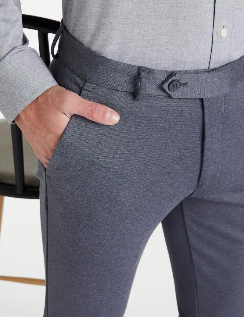 Peter England Men's Mid Rise Premium Formal Stretchable Knit Super Slim Fit Trouser | Comfort Lycra | 360-Degree Stretch Charcoal Grey, 30 - Image 3