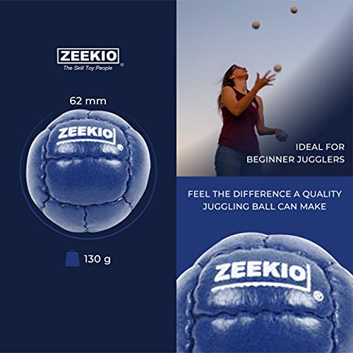 زيكيو كرات Zeekio Galaxy Juggling - كرات جلدية أصلية 12 لوحة - 130 جم - 67 مم - حزمة من 3 أزرق غامق - Image 3