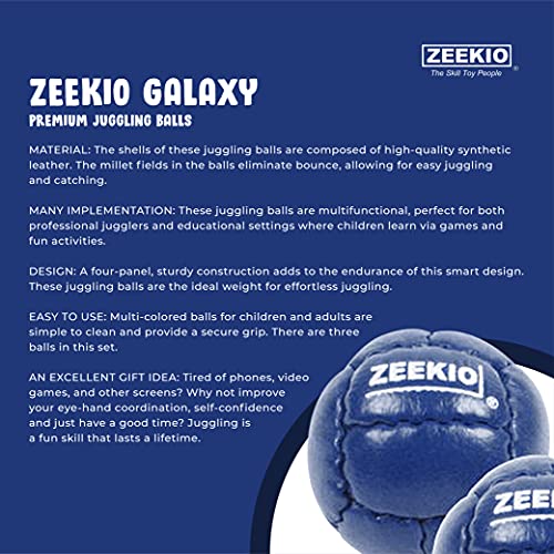 زيكيو كرات Zeekio Galaxy Juggling - كرات جلدية أصلية 12 لوحة - 130 جم - 67 مم - حزمة من 3 أزرق غامق - Image 4