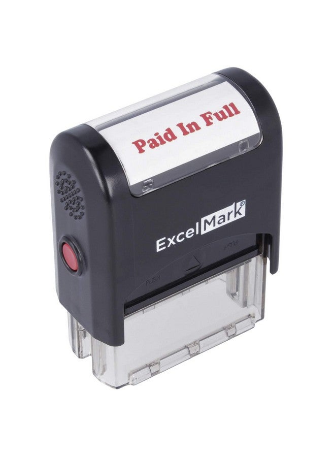 ExcelMark Paid In Full Self Inking Rubber Stamp Red Ink - Image 1