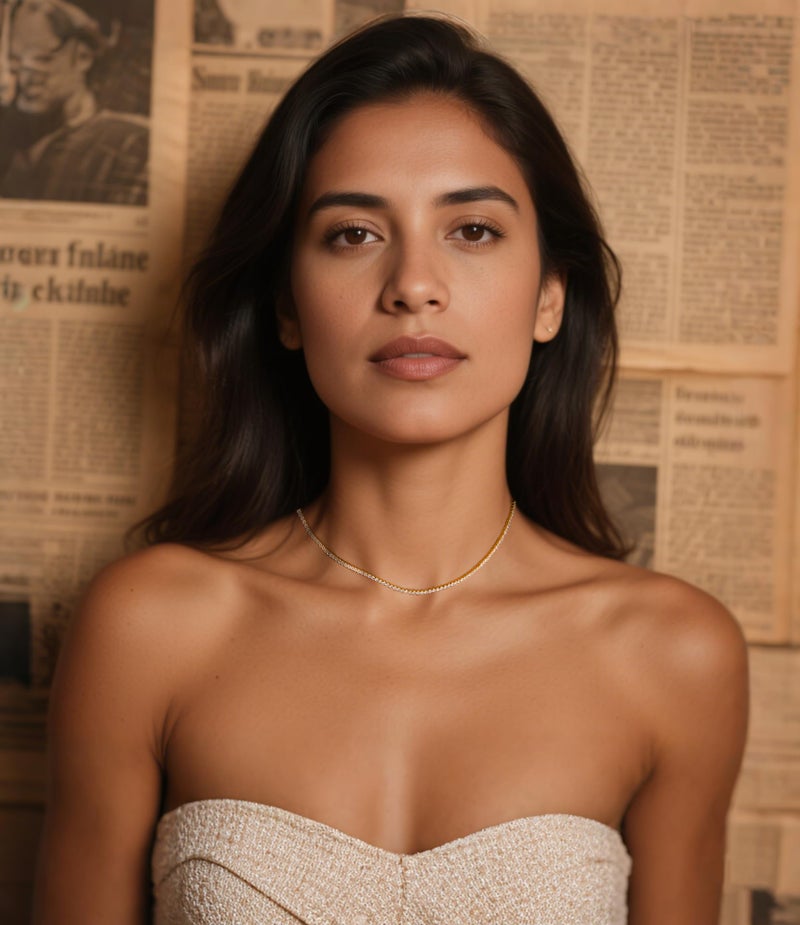 REHANDLE 2mm Gold Tennis Necklace Diamond Chain Thin 14K Gold Plated Diamond Choker Necklace for Women Cubic Zirconia Necklace Dainty Choker Necklace for Women Adjustable 13.7+2 inch - Image 2