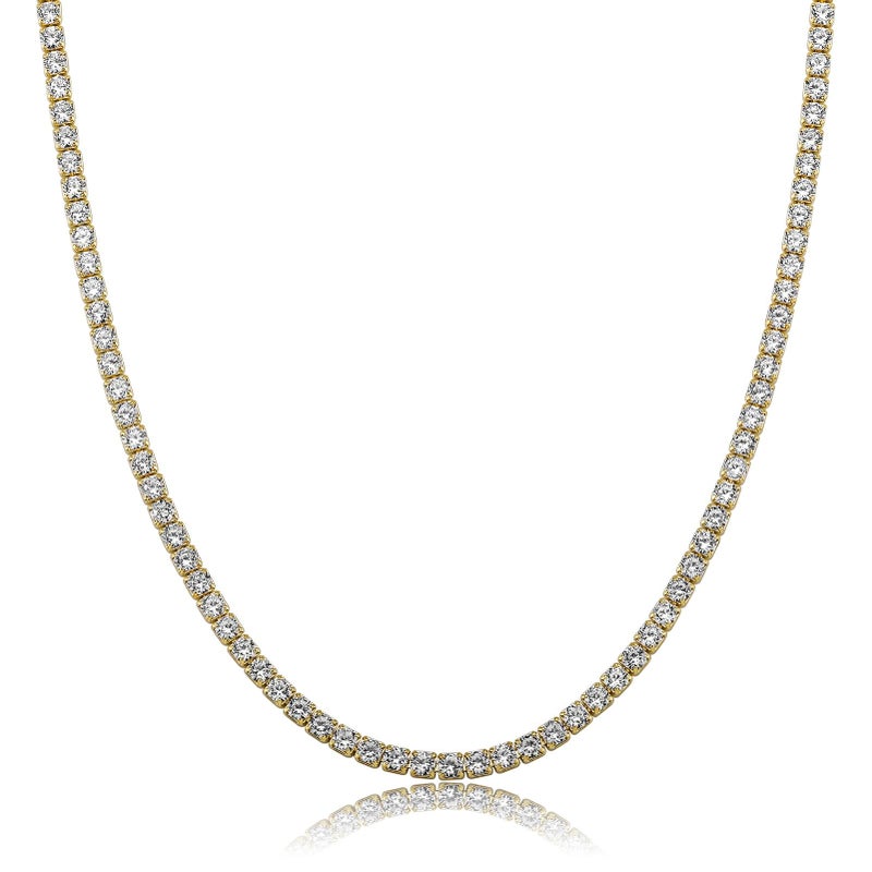 REHANDLE 2mm Gold Tennis Necklace Diamond Chain Thin 14K Gold Plated Diamond Choker Necklace for Women Cubic Zirconia Necklace Dainty Choker Necklace for Women Adjustable 13.7+2 inch - Image 5