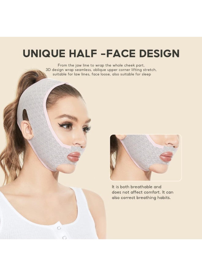 قناع شد الوجه على شكل V قابل لإعادة الاستخدام - حزام تنحيف ورفع الذقن المزدوج والخدين - رباط شد الوجه والرقبة لتحسين خط الفك وتقليل الترهلات - قناع رفع الوجه للنساء والرجال بخامة ناعمة وقابلة للتعديل - Image 4