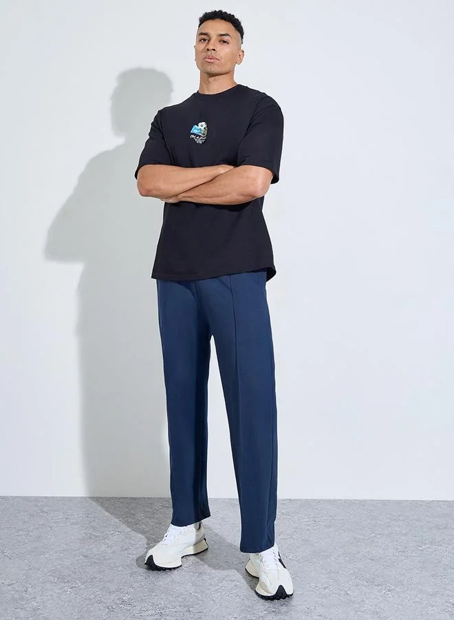 ستايلي Men Navy Blue Plain Pintuck Joggers