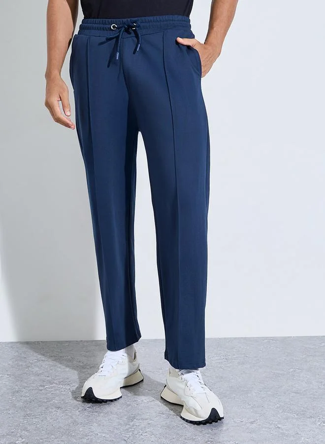 ستايلي Men Navy Blue Plain Pintuck Joggers