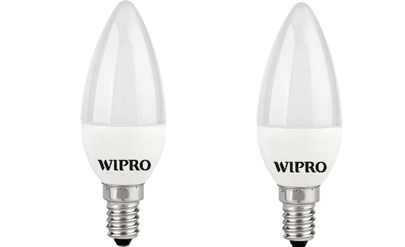 Wipro Garnet 3 W E14 Base Clear Candle LED Culb | Warm White (2700K) | Pack of 2 | Clear optics for sparkling effect | LED Filament Bulb for Home, office, chandellior, decorative lamp shade - Image 1