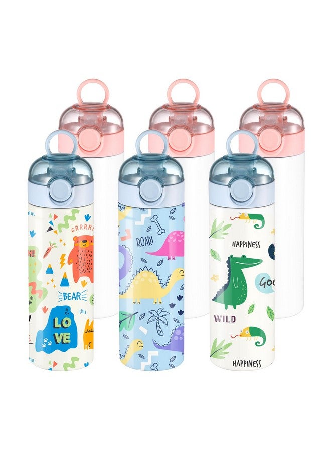 OFFNOVA 16oz Kids Sublimation Water Bottle Blank, Kids Sublimation Tumbler Bulk with with One-click Pop-up Straw, Children Sublimation Cups for Milk, Soda, Juice, Drinks (6 Pack) - Image 1