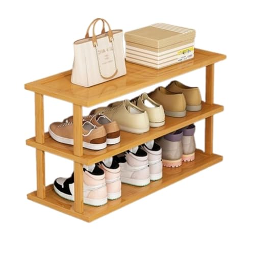 Ash  Roh Ash & Roh Bamboo Shoe Rack - Vertical Shoe Rack for Small Spaces, Tall Narrow Shoe Rack Organizer for Closet Entryway Corner Garage and Bedroom,Skinny Shoe Shelf (65 cm, 3 Section) - Image 1