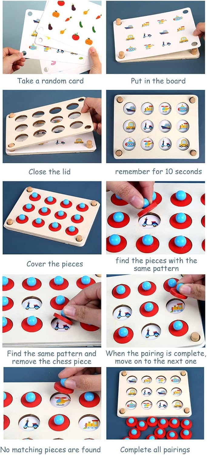 PLUSPOINT Wooden Memory Match the Following Puzzle Toy Training Fun Board Game for Kids Educational Memory Matching Game for Pre-Kindergarten Early Learning Development for Kids 3+ - Image 3