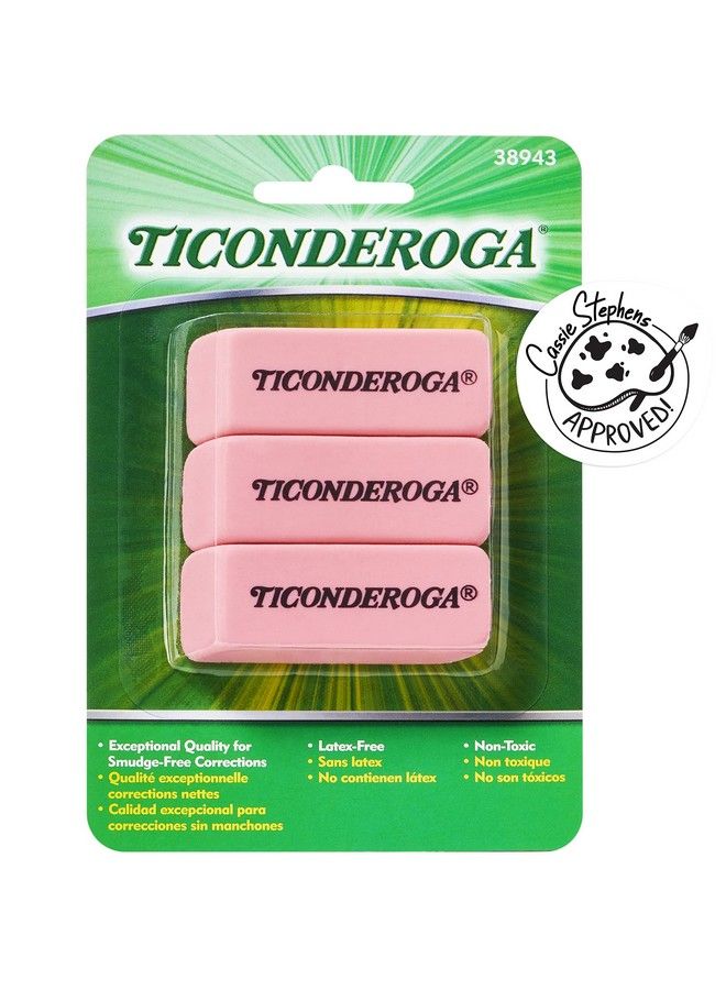 Ticonderoga Wedge Erasers Pink 3 Count - Image 2